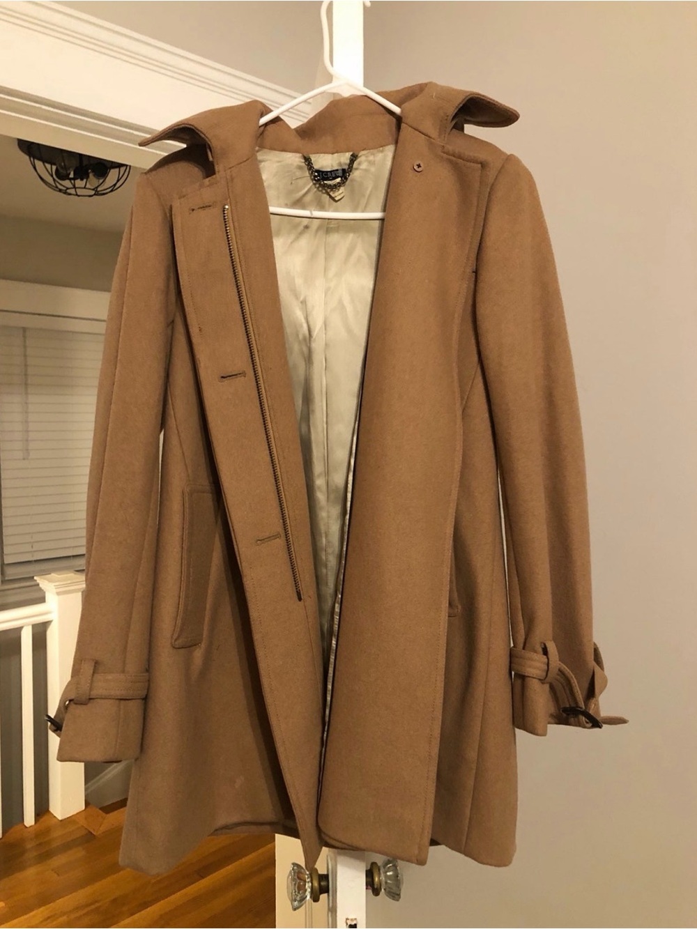 J.Crew Factory hooded pea coat -Camel-Size 6